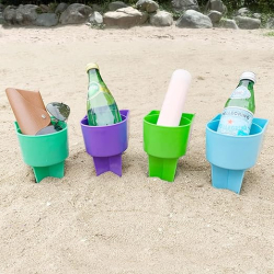 Beach Cup Holder Coaster - Plastic Drink & Mobile Holder for Beach and Outdoors