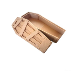 Realistic Halloween Mini Coffin Decoration - Plastic Coffin with Wooden Texture