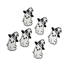 Cute Halloween Ghost Keychain with Witch Hat - Adorable Plastic Accessory