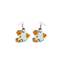 Ghost Flower Halloween Earrings - Plastic Design with Sunflower Details
