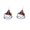 Halloween Hello Kitty Earrings – Cute Plastic Earrings with Witch Hat and Bow