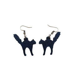 Hissing Cat Earrings - Fierce Halloween Cat Earrings (Plastic)