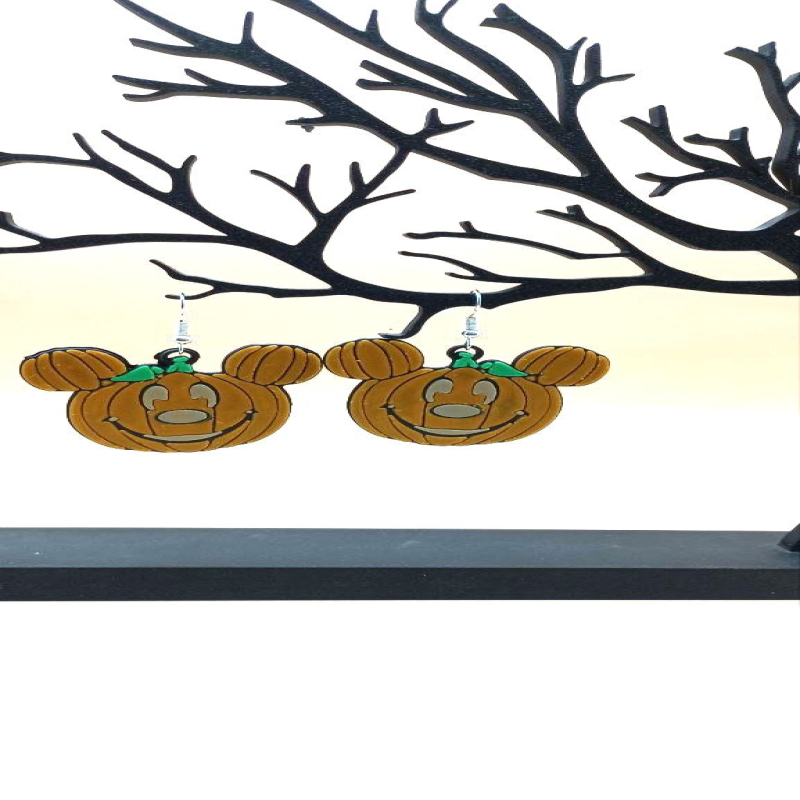 Mickey Pumpkin Earrings – Plastic Halloween-Themed Jewelry