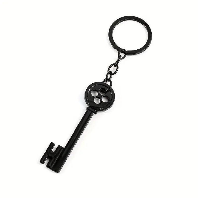 Coraline Key Shaped Keychain – Spooky Halloween Plastic Keychain for Bag pack