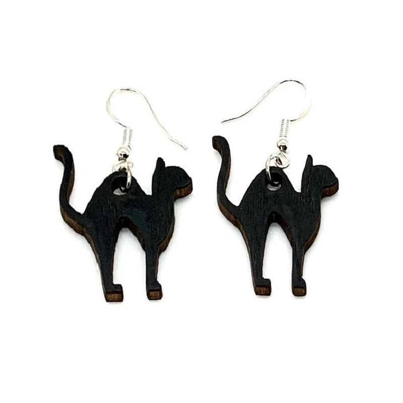Witchy Cat Earrings - Magical Spooky Halloween Plastic Cat Earrings