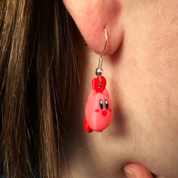 Cute Kirby Heart Earrings -...