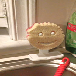 Scrub Sponge Holder – Wall or Sink Mount Plastic Organizer for Smiley Sponges