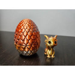 Golden Dragon Egg with Baby Dragon Inside  Mystical Fantasy Collectible -Gold